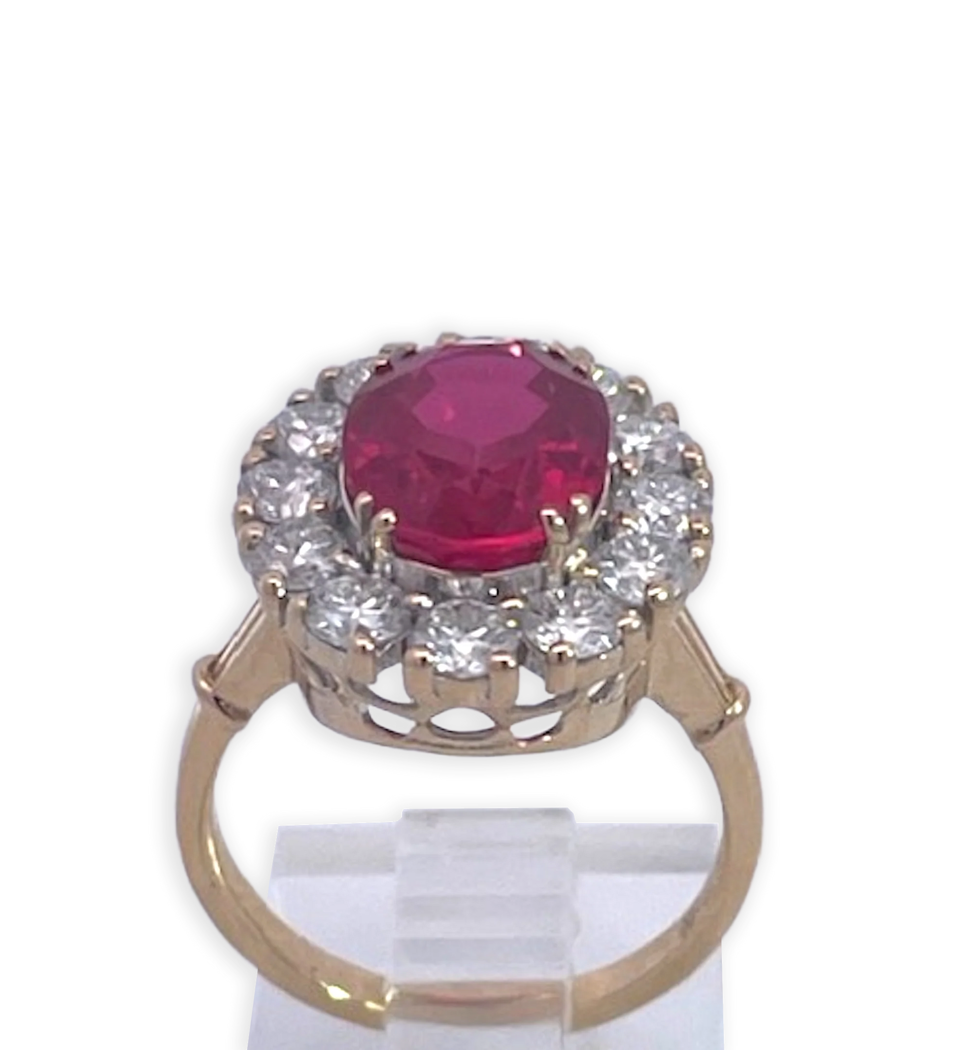 18K Yellow Gold Ruby and Diamond Ring