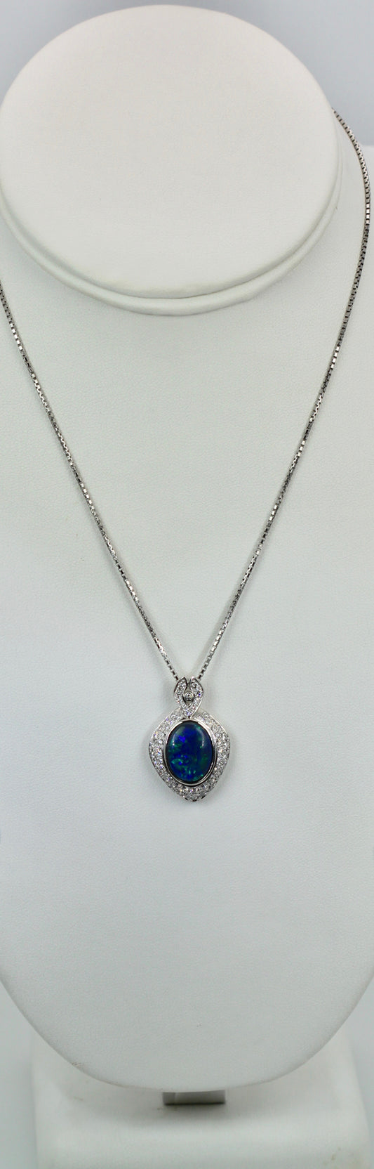 Black Opal Platinum Diamond Pendant