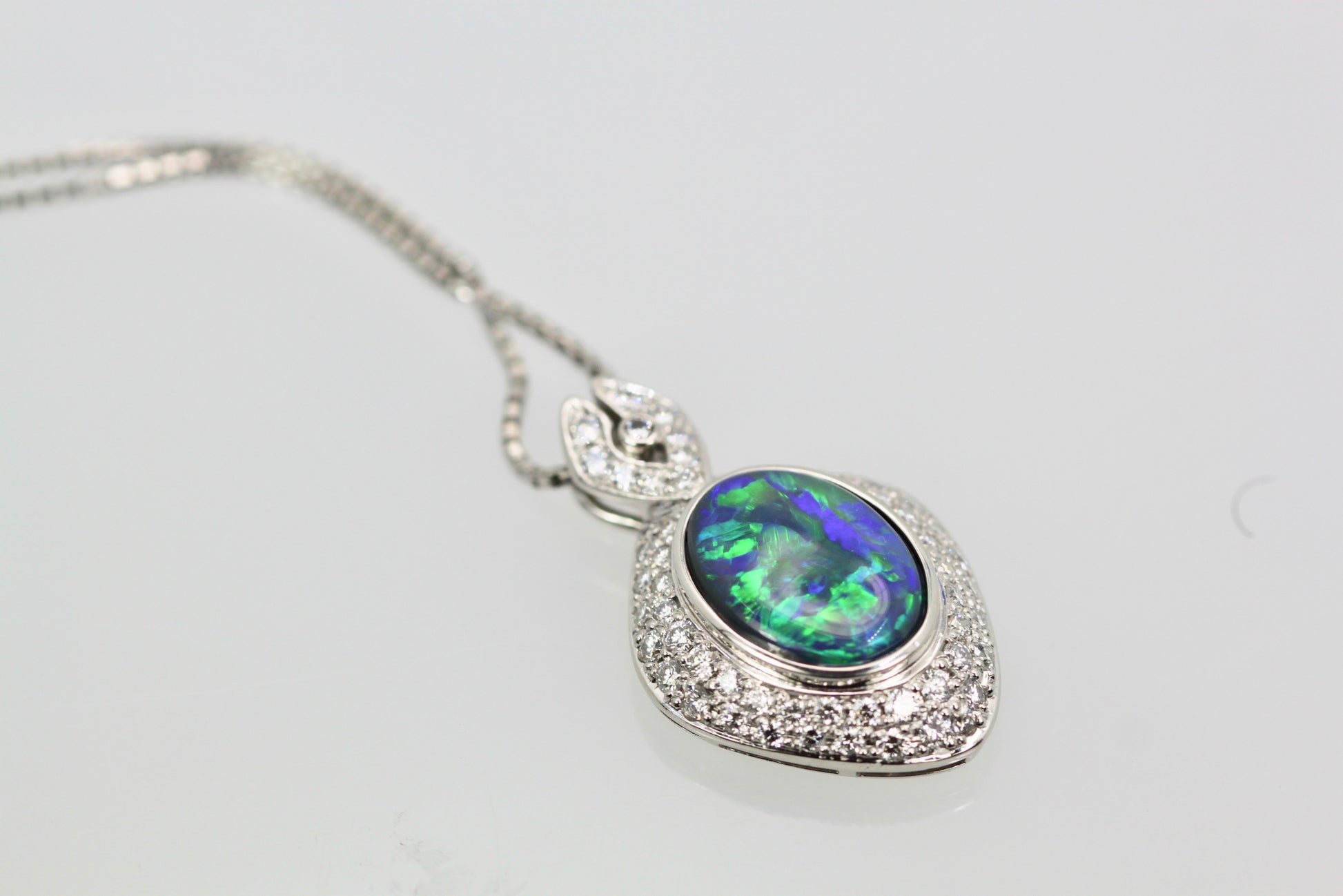 Black Opal Platinum Diamond Pendant