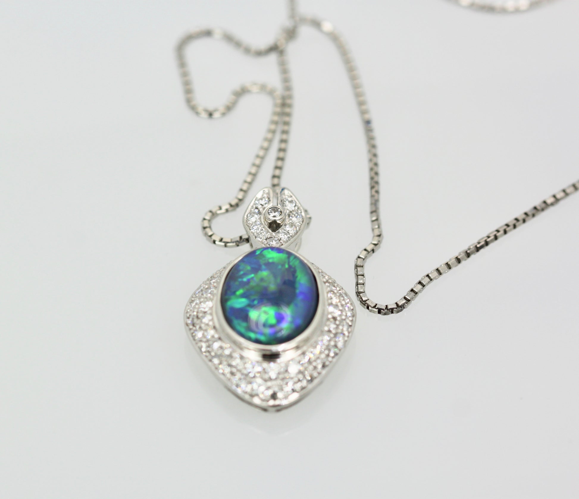 Black Opal Platinum Diamond Pendant