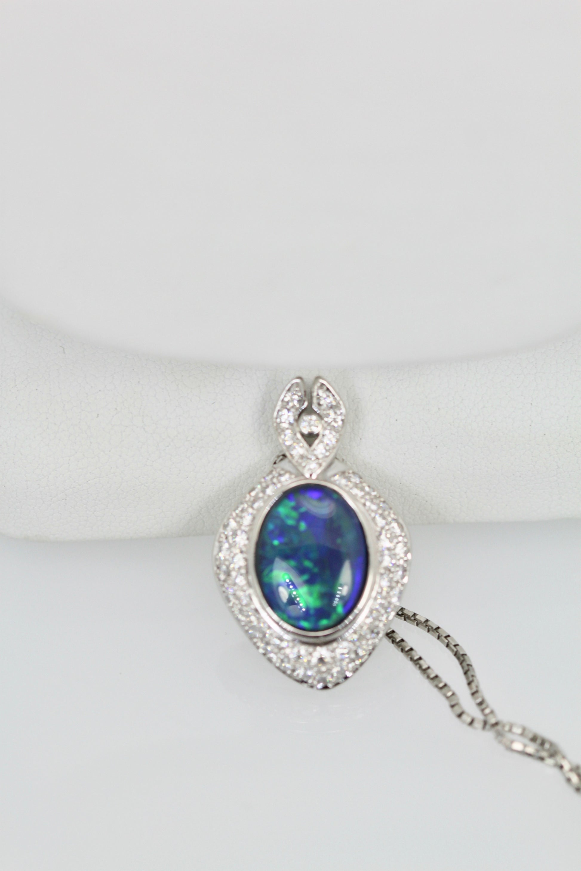 Black Opal Platinum Diamond Pendant
