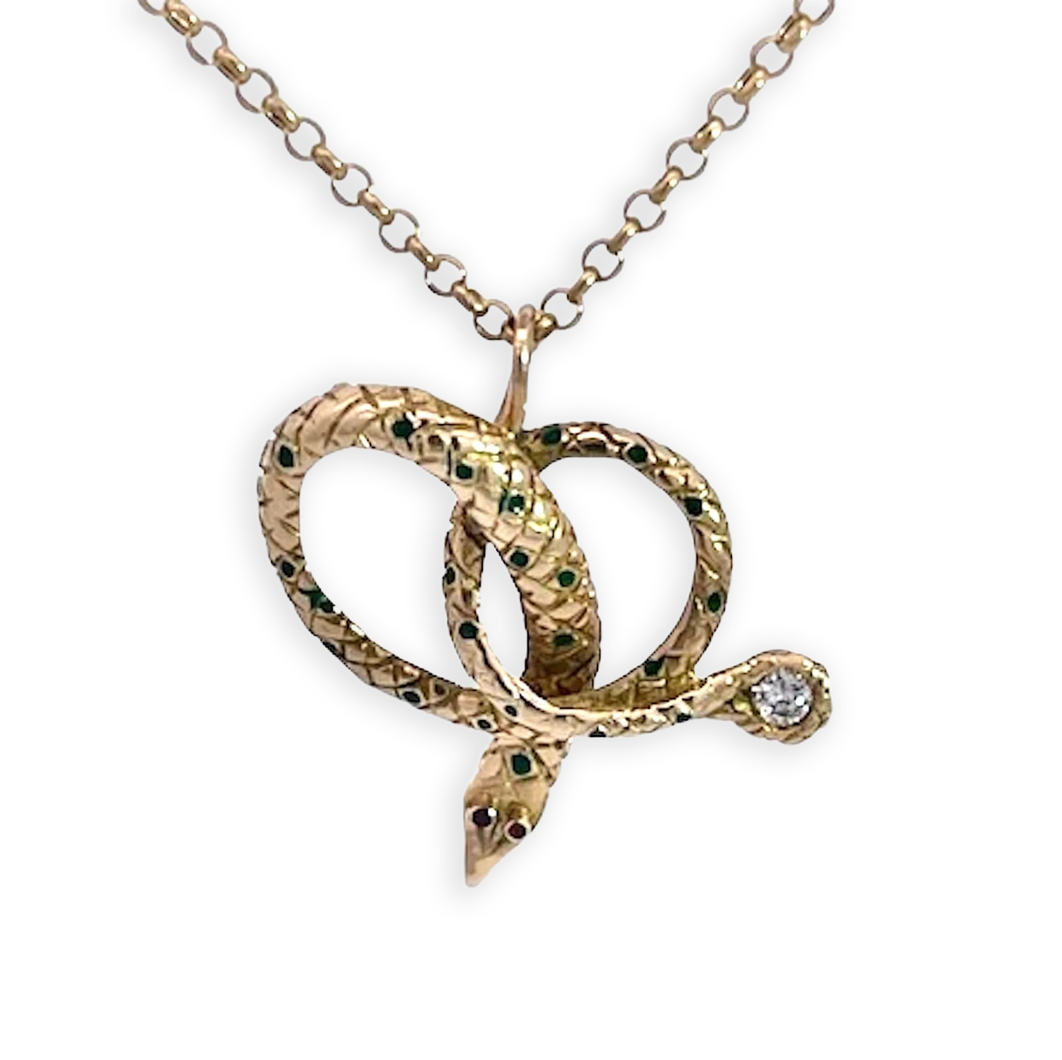 Snake Pendant on 18K Gold Chain