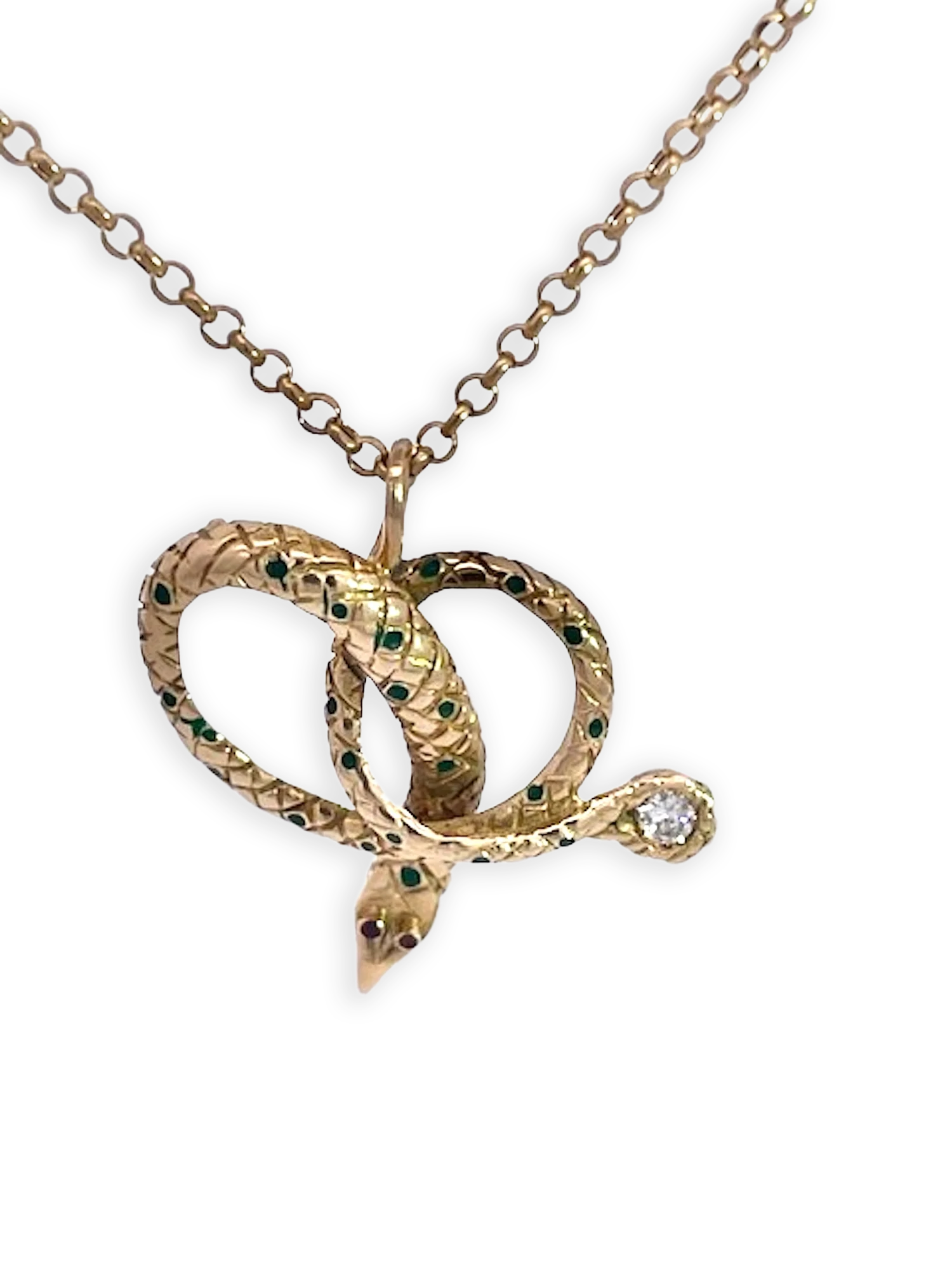Snake Pendant on 18K Gold Chain