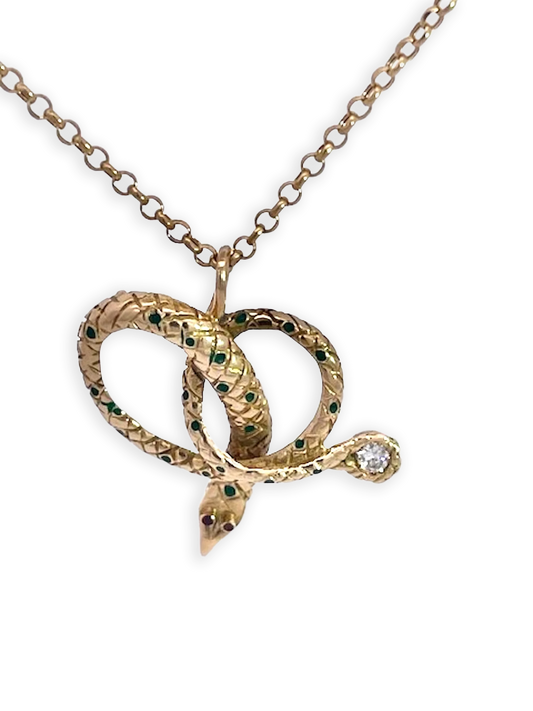 Snake Pendant on 18K Gold Chain