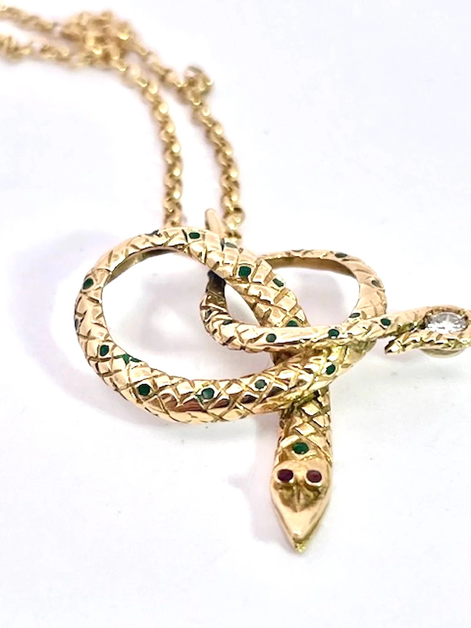 Snake Pendant on 18K Gold Chain
