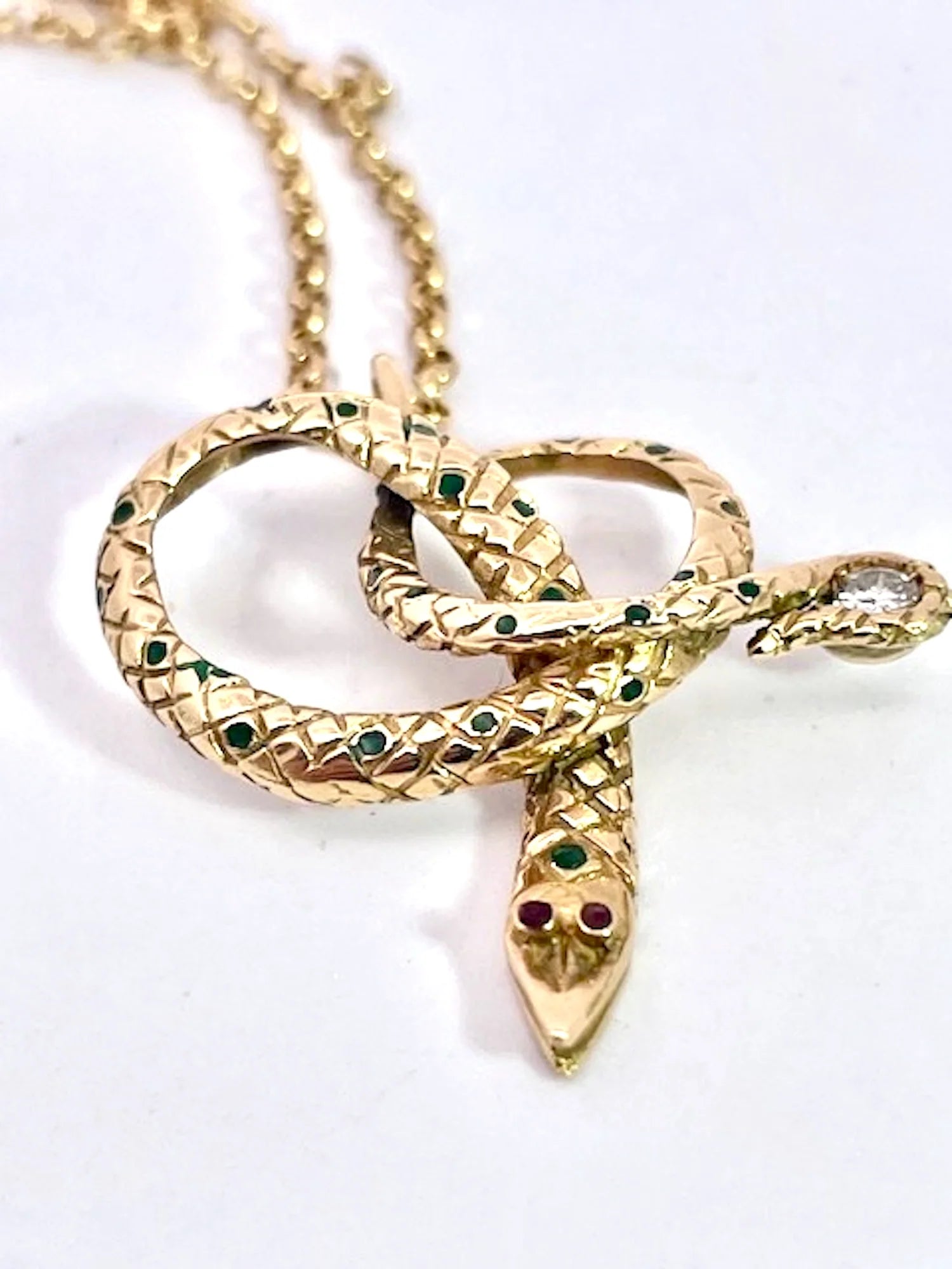 Snake Pendant on 18K Gold Chain