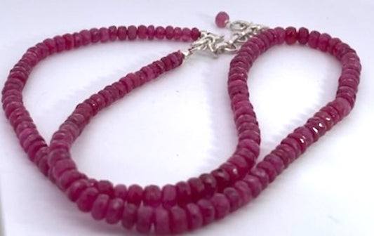 Ruby Beads on Silver