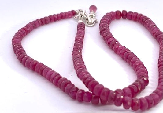Ruby Beads on Silver