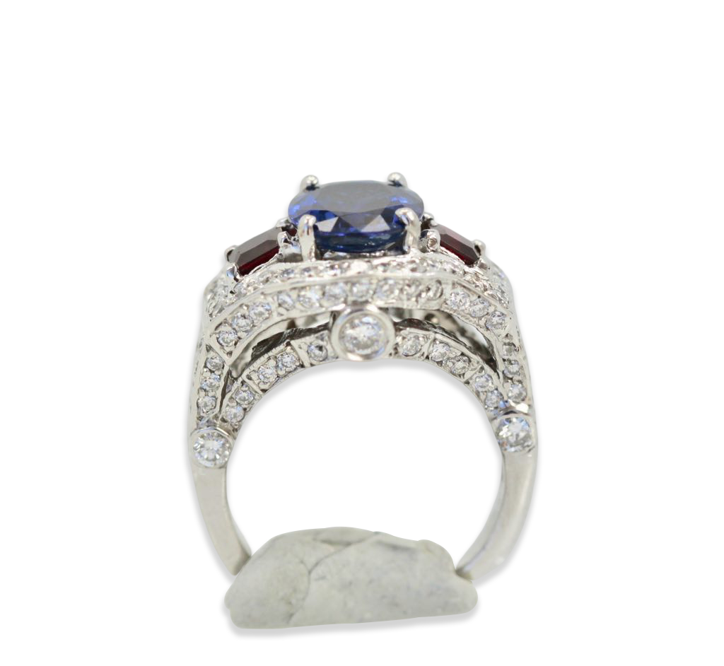 Sapphire Ruby Diamond Ring