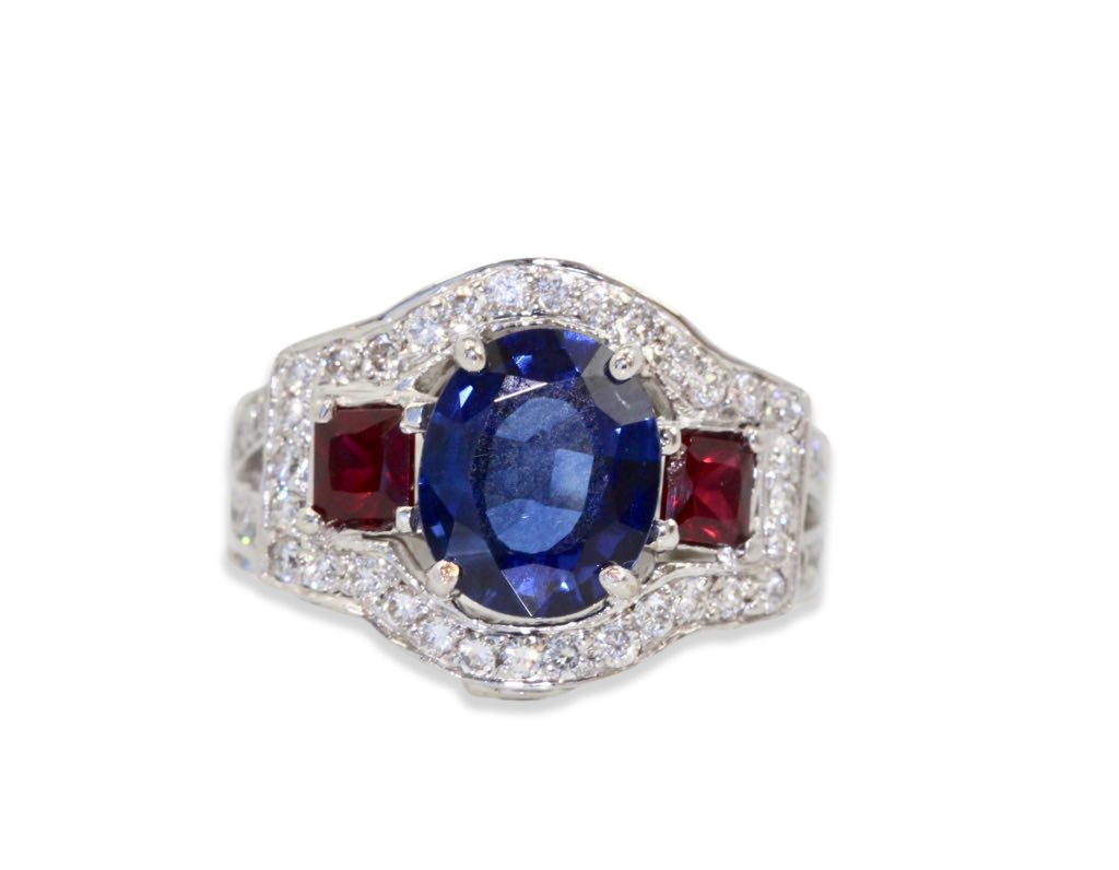 Sapphire Ruby Diamond Ring