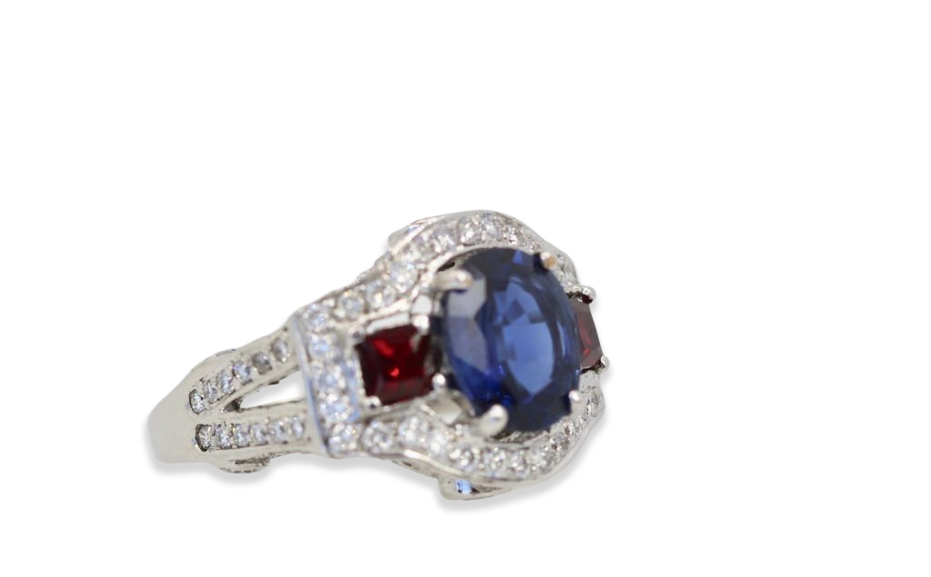 Sapphire Ruby Diamond Ring