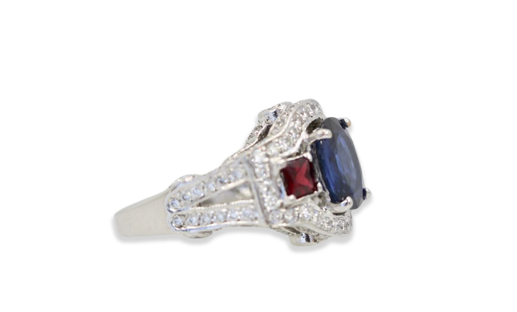Sapphire Ruby Diamond Ring