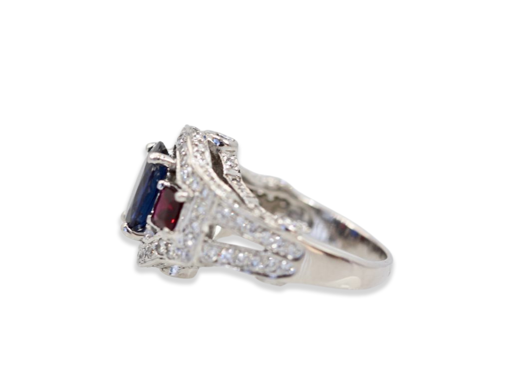 Sapphire Ruby Diamond Ring