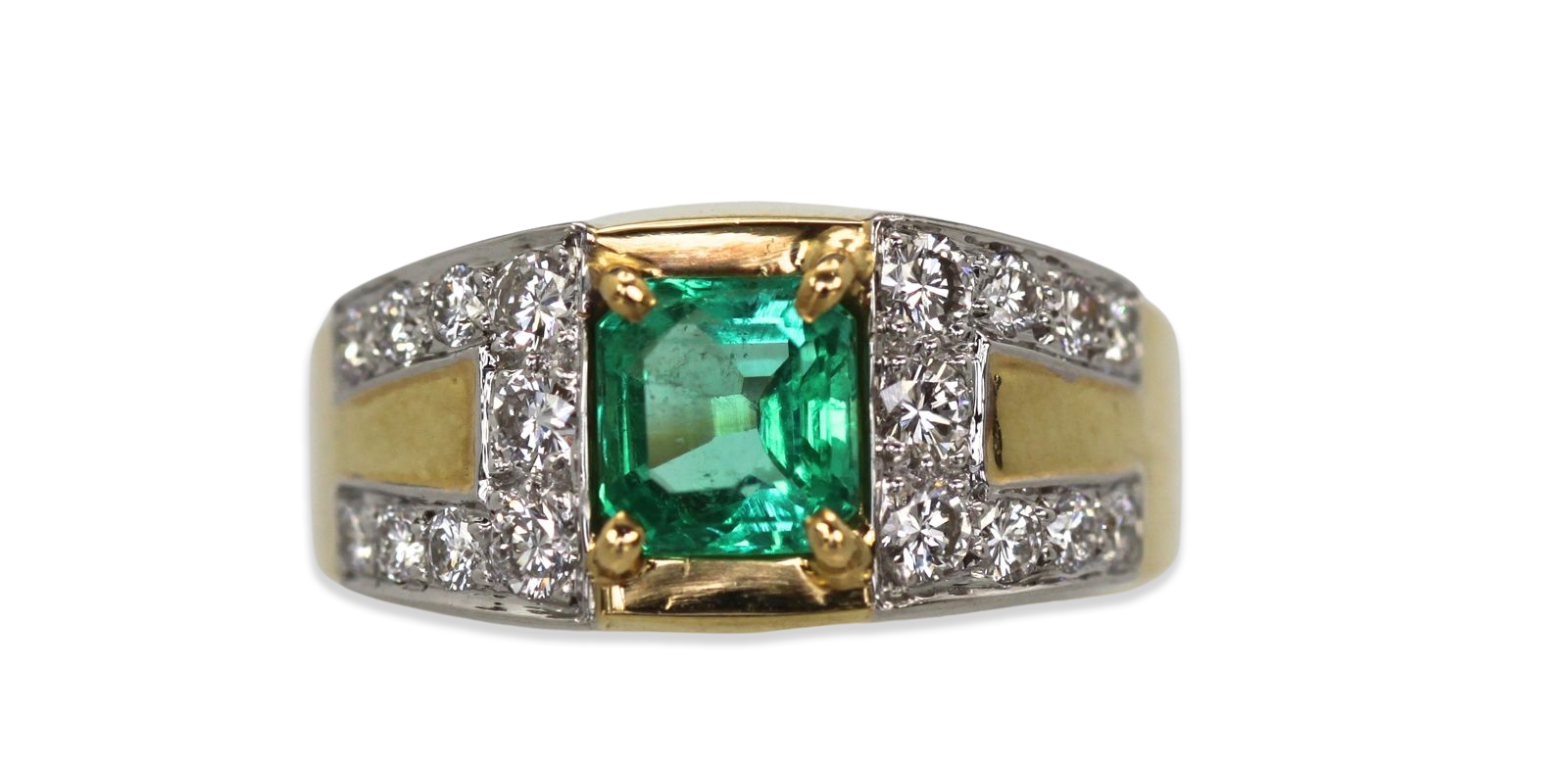 David Webb Emerald Diamond Ring