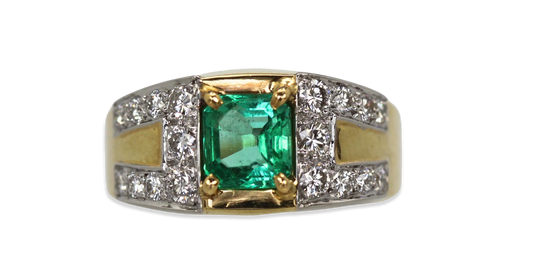 David Webb Emerald Diamond Ring