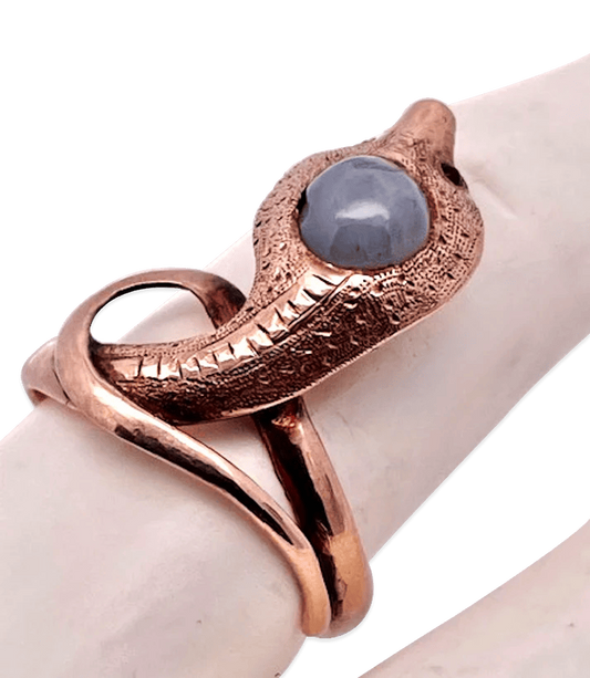 Early 1900’s 9K Yellow Gold Snake Ring, Cabochon Star Sapphire