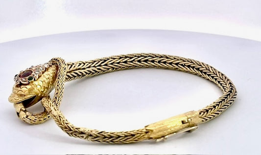 Gorgeous 14K Yellow Gold Snake Bracelet