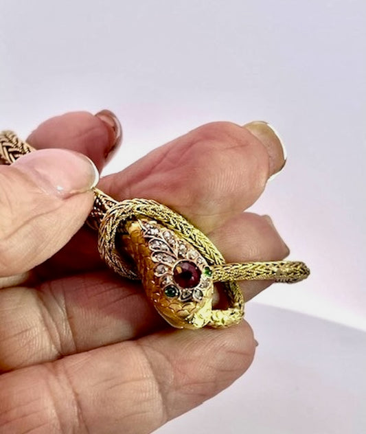 Gorgeous 14K Yellow Gold Snake Bracelet