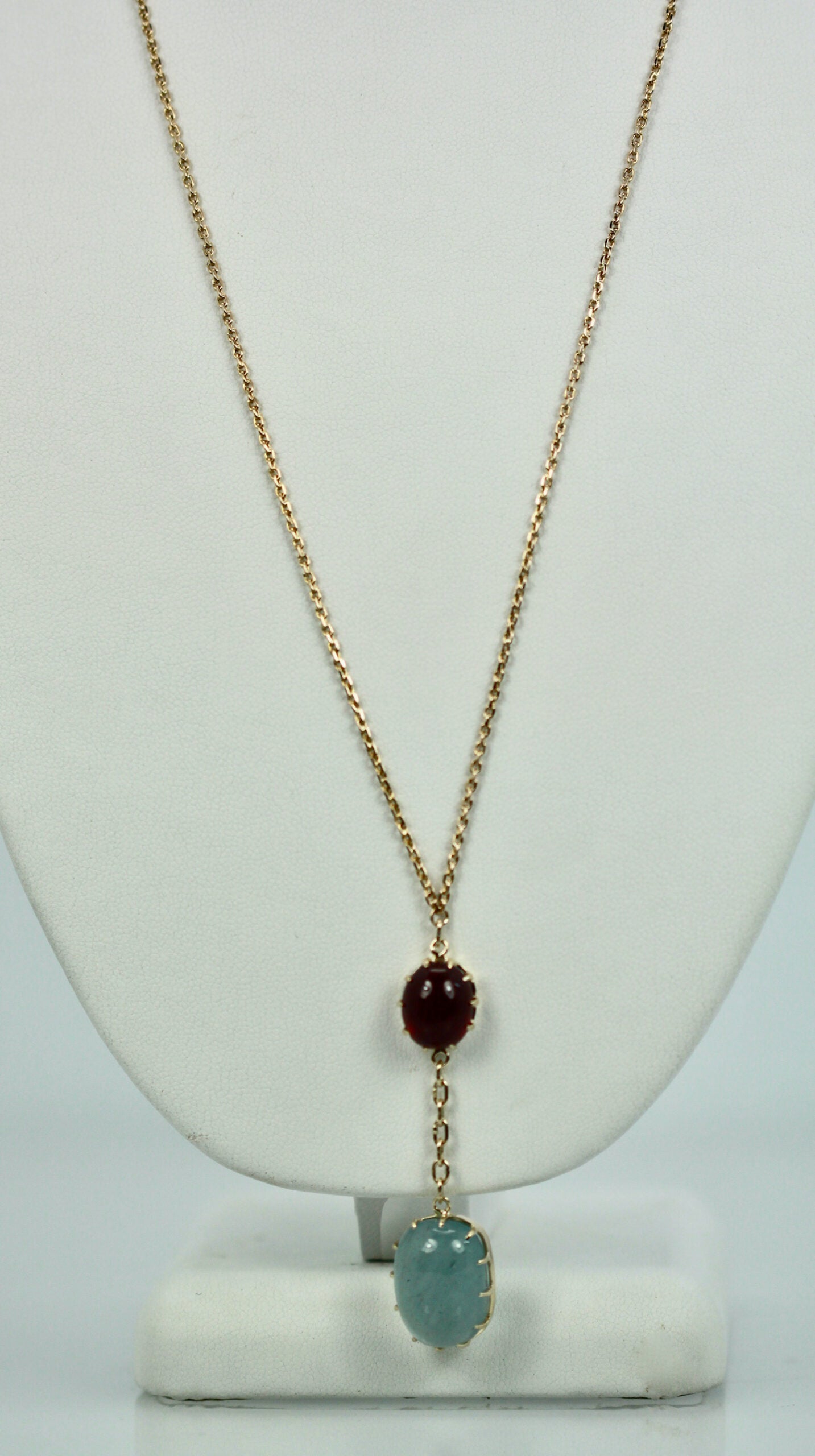 Aquamarine Ruby 14K Pendant