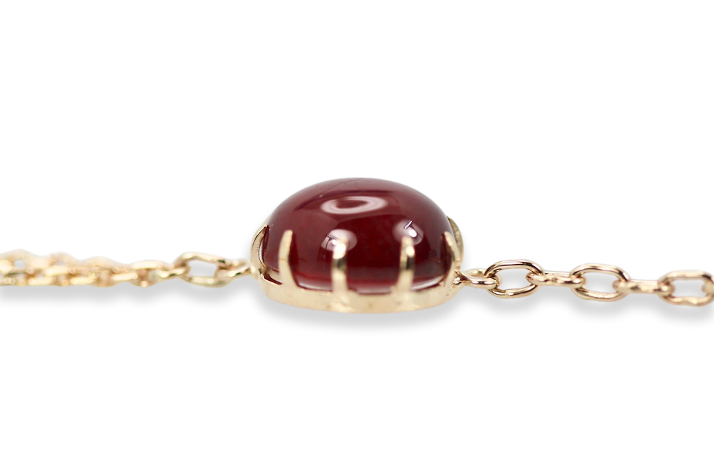 Aquamarine & Ruby Cabochon Necklace