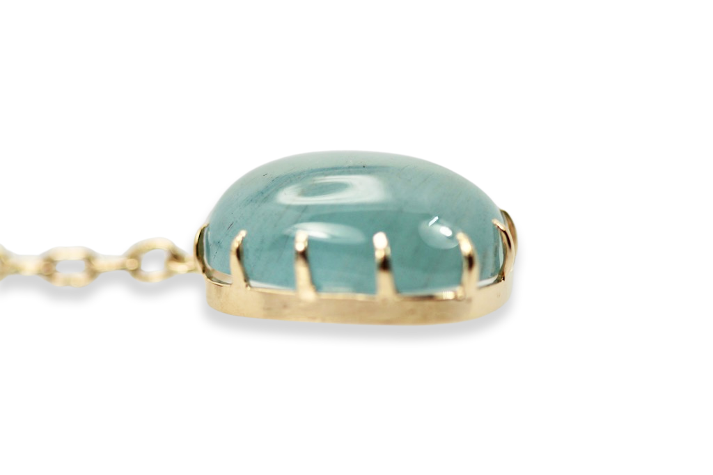 Aquamarine & Ruby Cabochon Necklace