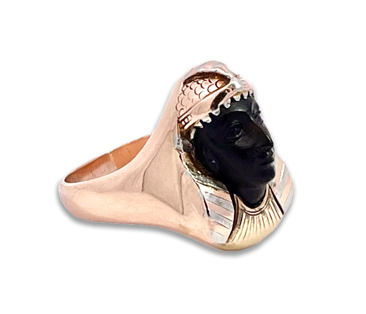 Egyptian Revival Black Onyx Pharaoh Ring