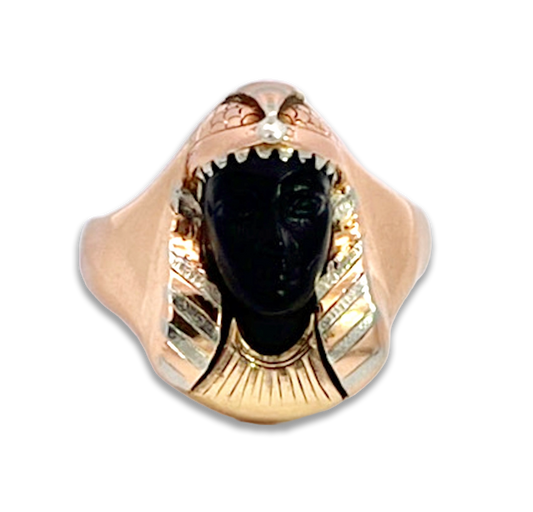 Egyptian Revival Black Onyx Pharaoh Ring