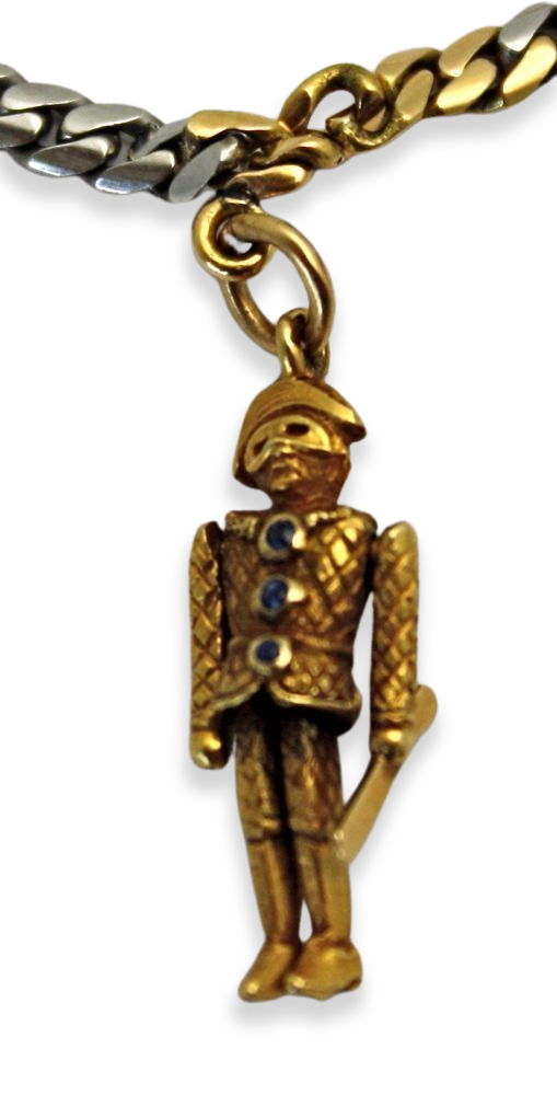 French Platinum & 18K Enamel Charm Necklace