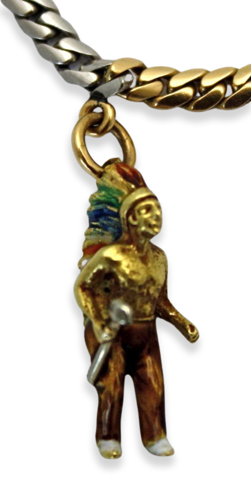 French Platinum & 18K Enamel Charm Necklace