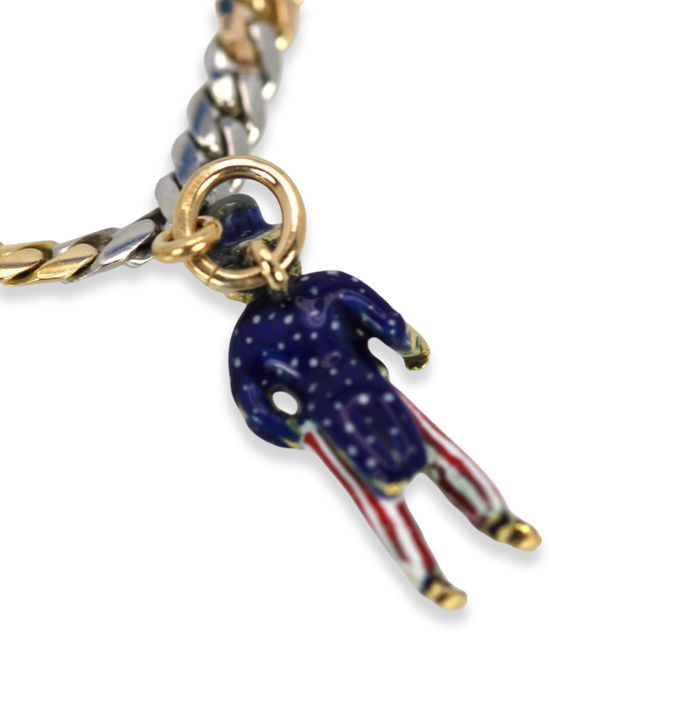 French Platinum & 18K Enamel Charm Necklace