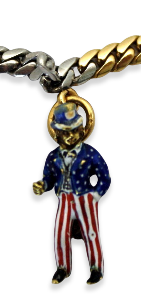 French Platinum & 18K Enamel Charm Necklace