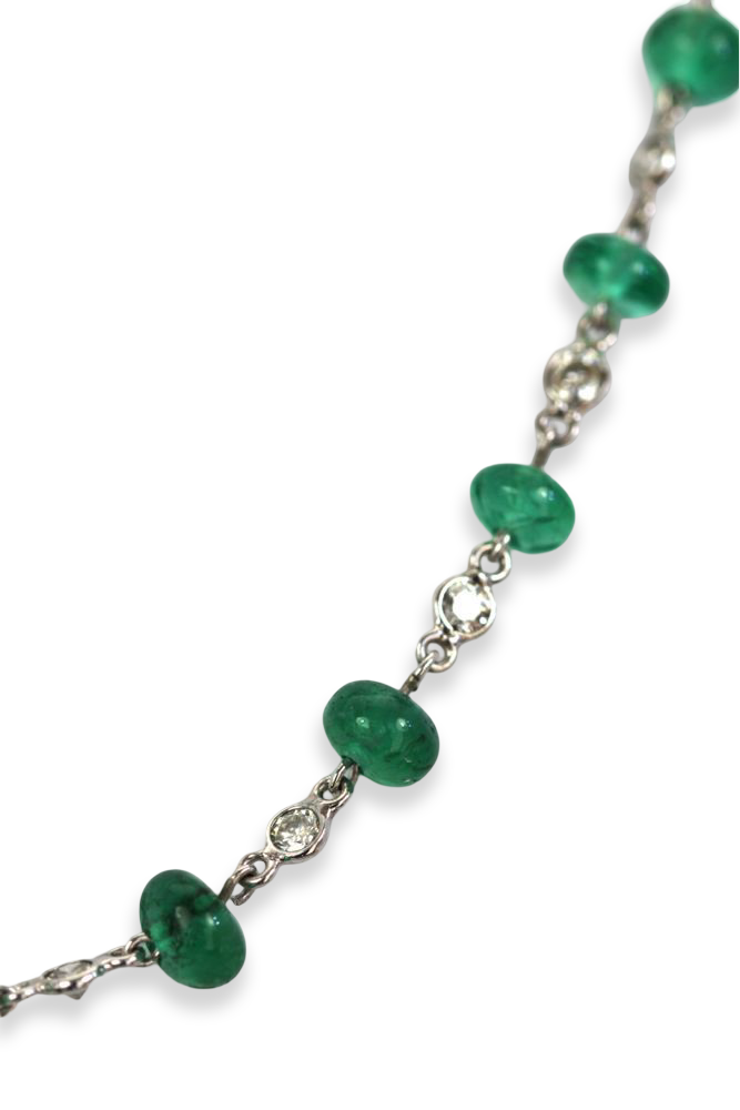Diamond & Emerald Bead Necklace