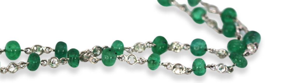 Diamond & Emerald Bead Necklace
