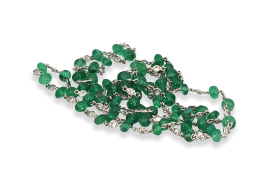 Diamond & Emerald Bead Necklace