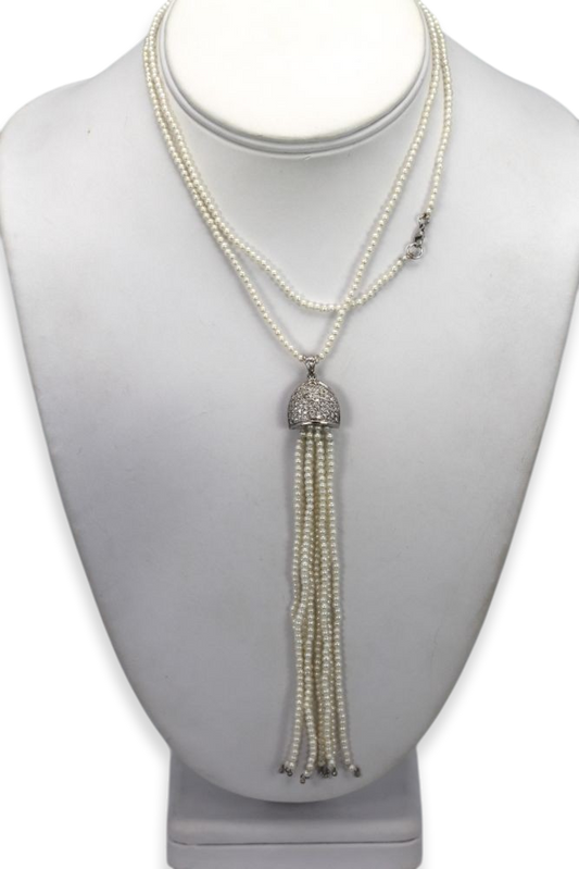 Natural Baby Seed Pearl Necklace With Pearl Tassel