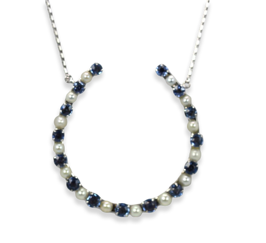 Pearl & Sapphire "Good Luck" Horseshoe Necklace