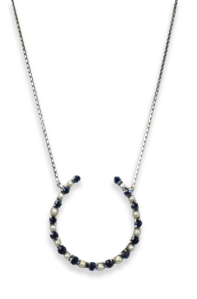 Pearl & Sapphire "Good Luck" Horseshoe Necklace