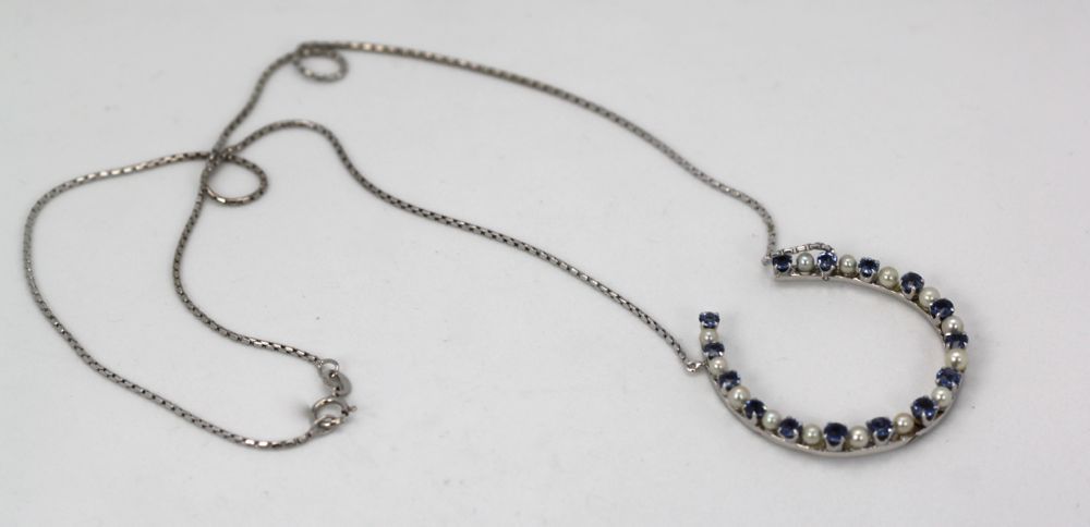 Pearl & Sapphire "Good Luck" Horseshoe Necklace