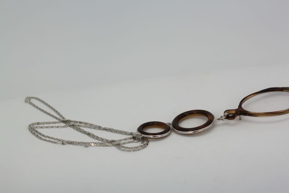 Vintage Horn Lorgnette With Sterling Silver