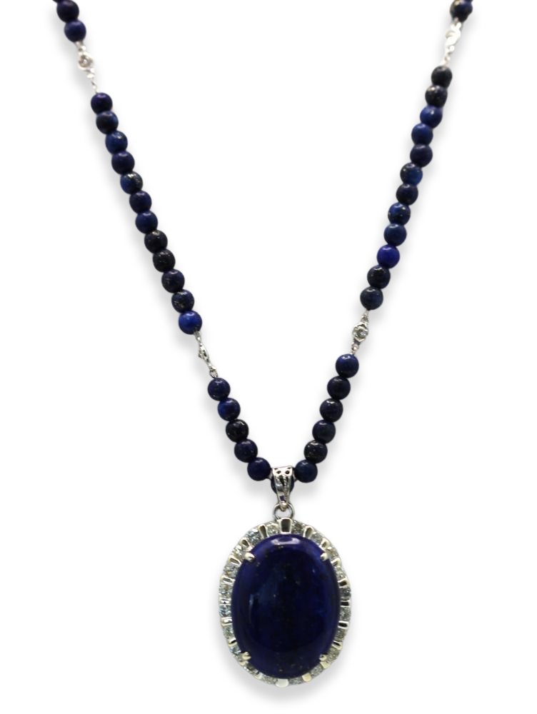 Beaded lapis gold chain