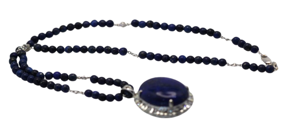 Lapis charm with diamonds