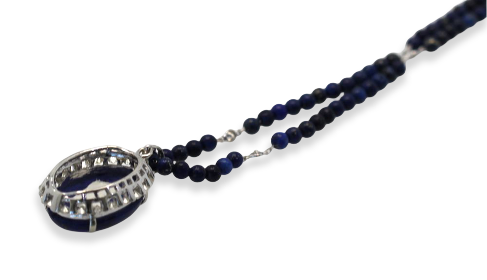 Lapis charm with diamonds