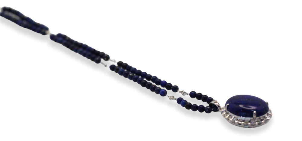 Lapis pendant with diamonds