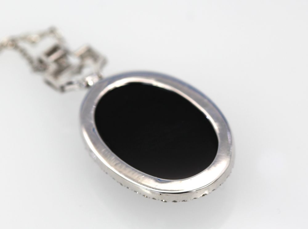 Art Deco Onyx Pendant Diamond Surround