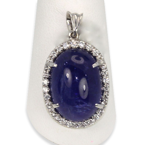 Tanzanite 20 Ct Cabochon High Dome Ladies Pendant