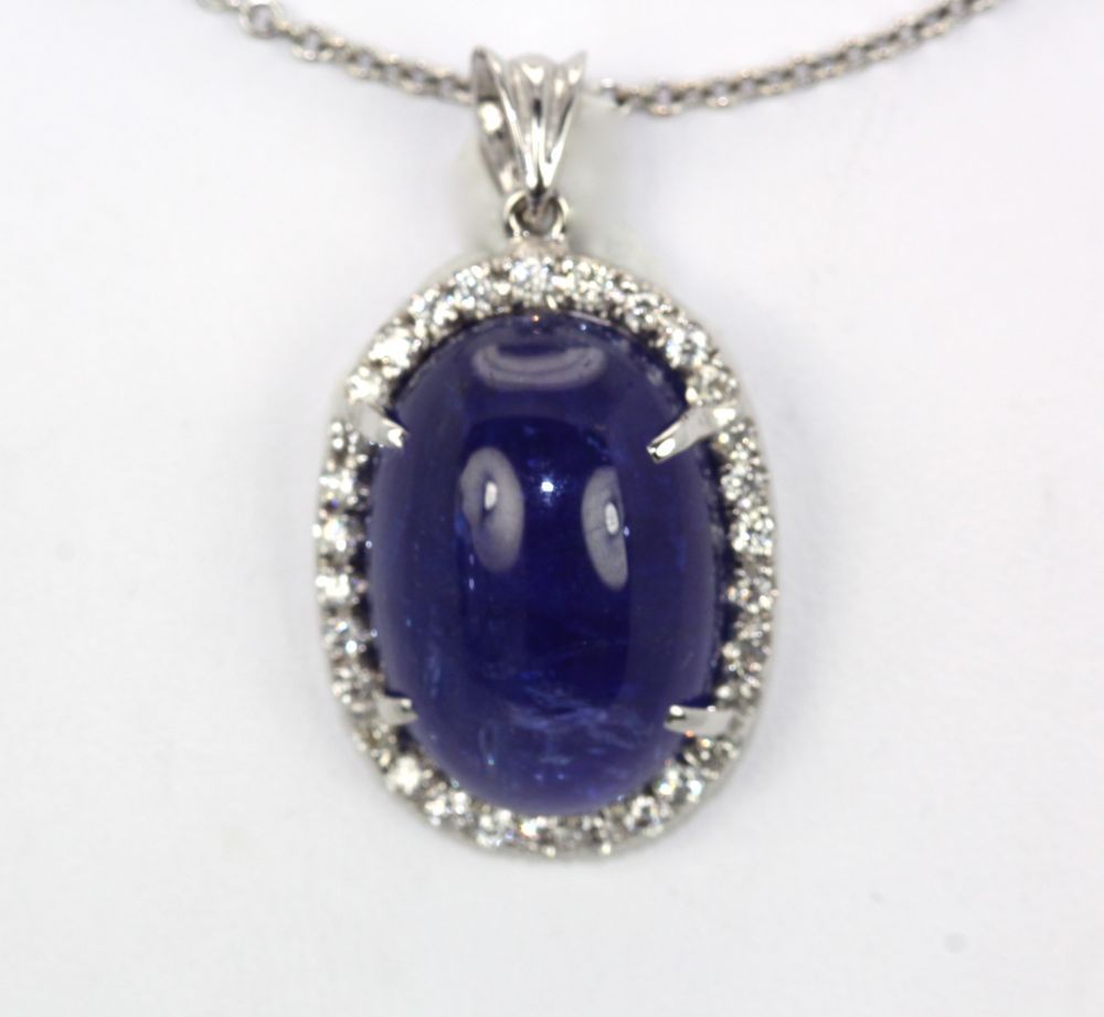 Tanzanite 20 Ct Cabochon High Dome Ladies Pendant