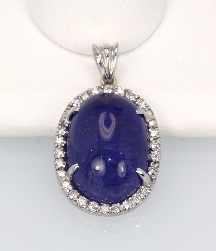 Tanzanite 20 Ct Cabochon High Dome Ladies Pendant
