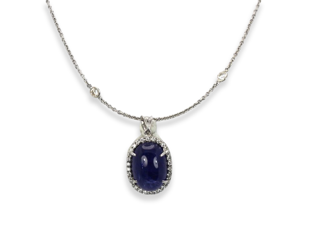 Tanzanite 20 Ct Cabochon High Dome Ladies Pendant