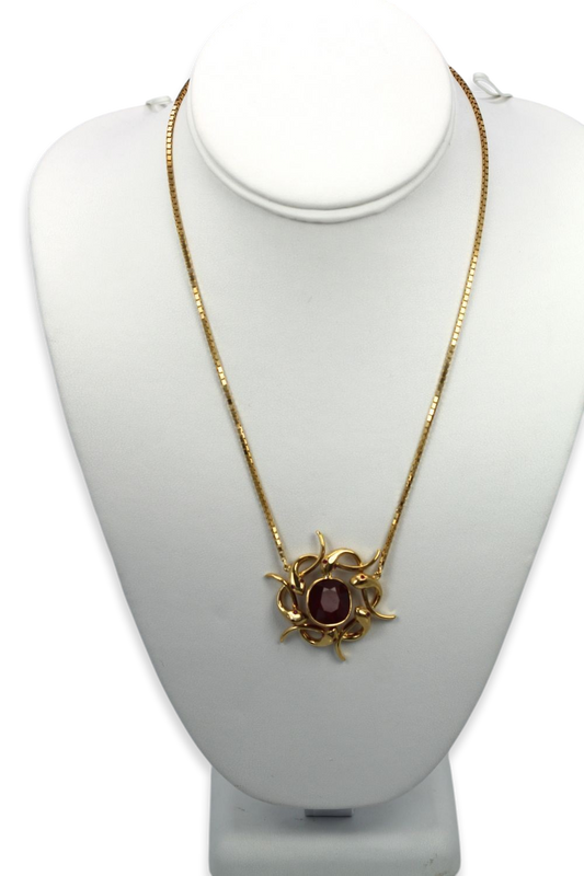 Retro Snake Wreath Pendant With African Ruby