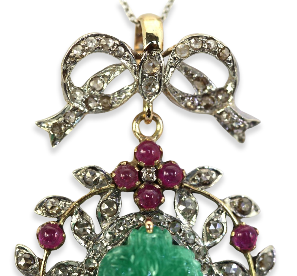 Antique Carved Chrysoprase Pendant